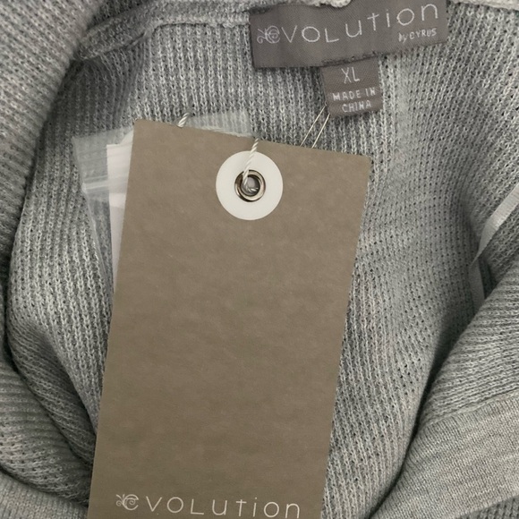 Evolution by Cyrus Women's Gray Rib Knit Pullover Hoodie Top NWT Size XL - Picture 4 of 5